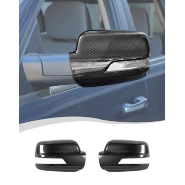 Imagem de Hoolcar Capa de espelho retrovisor lateral para decoração externa compatível com Dodge Ram 2018-2025, fibra de carbono