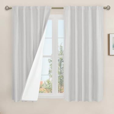Imagem de LAMIT Cortinas de linho 100% blackout naturais, cortinas térmicas texturizadas de linho de 113 cm, painéis neutros com forro branco para fazenda, 2 painéis, 106 x 113 cm, cinza claro