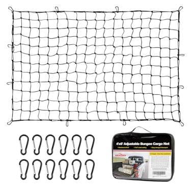 Imagem de Autofonder Rede de carga para cama de caminhonete de 12 x 15 cm (estica até 2,5 x 30 cm) - malha elástica com 12 mosquetões sem emaranhados e bolsa de armazenamento, acessórios universais de cama de