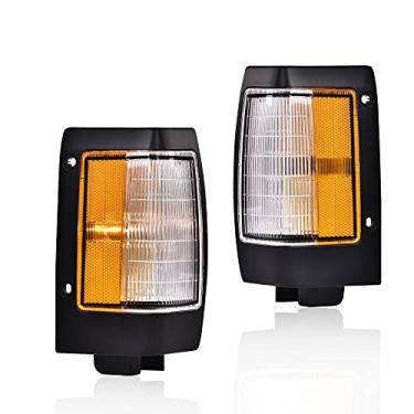 Imagem de CHEDA Conjunto de lâmpadas de sinalização de sinalização lateral de canto de estacionamento preto compatível com Nissan 1990 1991 1992 1993 1994 D21 1995 1996 1997 Pickup