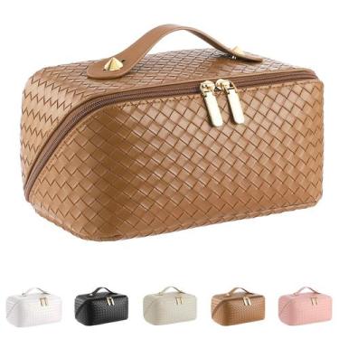 Imagem de Bolsa de cosméticos de viagem ALEXTINA de couro PU de grande capacidad