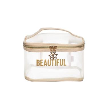 Imagem de Necessaire Qualis Transparente Grande Ns2310 - Branco