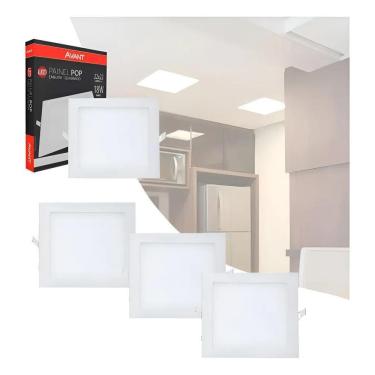 Imagem de 4 Painel Led Plafon 18W Quadrado Embutir 6500K 22X22Cm Biv C