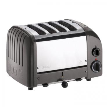 Imagem de Torradeira Padrão Cadco CTW4M de 4 Fatias com 1 Slot e Painéis de Alumínio Fundido Cinza Metálico 110V