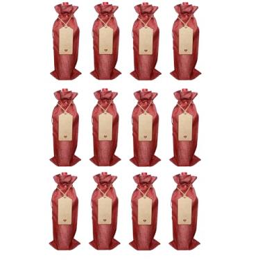 Imagem de Pacote com 12 sacos de presente de azeite de oliva de serapilheira premium com etiquetas de presente – Capas reutilizáveis de juta com cordão, ideais para Natal, casamentos, festas, degustações às