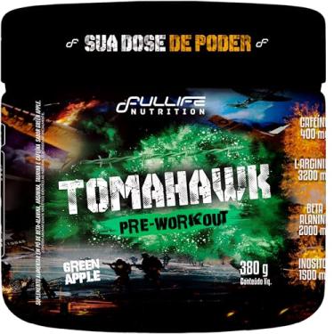 Imagem de Fullife Nutrition, Pré-treino complementado com Beta-alanina, L-Arginina, Inositol e Cafeína, Tomahawk, Sabor Green Apple, Pote, 380 gramas • 25 Doses