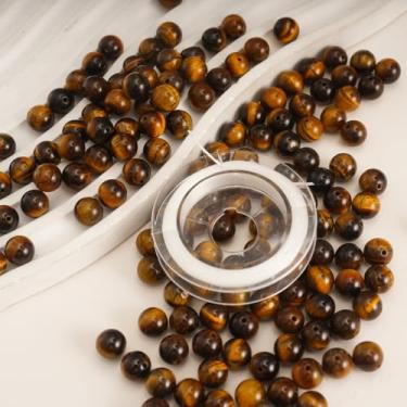 Imagem de 150 contas amarelas de olho de tigre de 10 mm, contas de pedras preciosas naturais redondas soltas para fabricação de joias, pedras de poder de cura energética