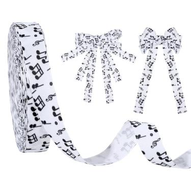 Imagem de PH PandaHall 20 jardas fitas de notas musicais 1,5 cm de largura fita de gorgorão preto e branco fonograma impresso artesanato notação musical acabamento de roupas decorativas para embrulho de