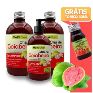 Imagem de Kit Queda Chá de Goiabeira Shampoo Máscara e Leave in Tratamento Cresc