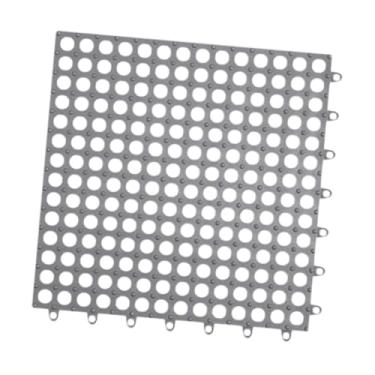 Imagem de Ｂｅｓｇａ Tapete de banho, tapete de banheira de emenda, de chão impermeável quadrado antiderrapante multifuncional com furo de drenagem para quintal de, Cinza