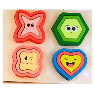 Imagem de Pluzze Quebra-Cabeça 3D em Madeira para Bebês 1+ – Encaixe de Formas e Cores – Estimula Coordenação Motora, Lógica, Brinquedo Educativo, Criatividade e Aprendizado Infantil (Formas)