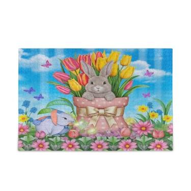 Imagem de WELLDAY Quebra-cabeça Coelhinho da Páscoa Tulipa Flores 500 Peças Grande Jogo de Arte para Adultos Adolescentes