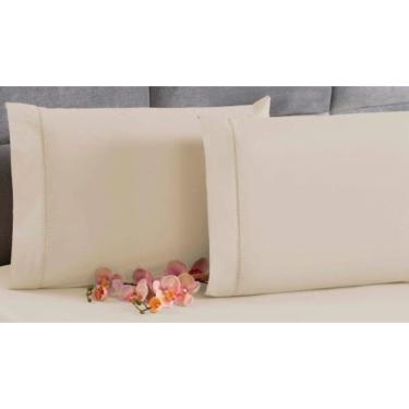 Imagem de Kit 4 Fronha Avulsa Percal 200 Fios Ponto Palito Palha