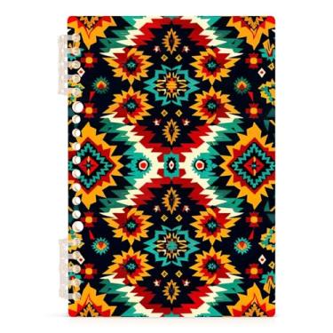 Imagem de Burbuja Caderno étnico tribal, papel pautado universitário A5 com 60 folhas, fichário para escritório, 1 pacote