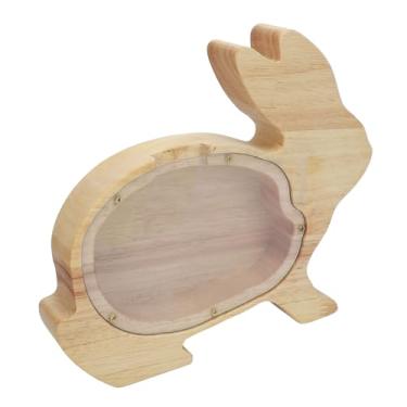 Imagem de Generic Mealheiro de Madeira, Cofrinho Cartoon Bonito Inovador Fácil Acesso para Adultos (Coelho)