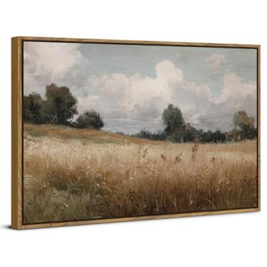 Imagem de Arte de parede em tela emoldurada do campo vintage The Vast Grassland Pictures decoração de parede para quarto cozinha fazenda floresta paisagem pintura impressões pôster fotografia arte arte