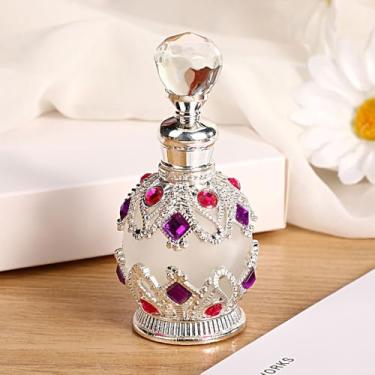 Imagem de Frasco de perfume recarregável embutido de 15 ml para mulheres, mini frasco de perfume de vidro vintage decorativo de cristal, atomizador de óleo essencial portátil de viagem, armazenamento de luxo e