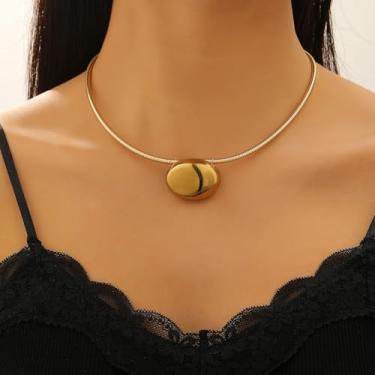 Imagem de Colar grosso para mulheres, colar de ouro, joias grossas, presentes femininos, Medium, Latão, Sem Pedra Preciosa
