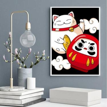 Imagem de Quadro Decorativo Maneki Neko E Daruma 45X34Cm