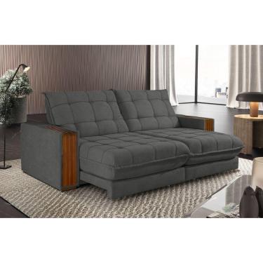Imagem de Sofá Retrátil Berlim 2,30m 4 Lugares Molas Ensacadas Txr Cinza