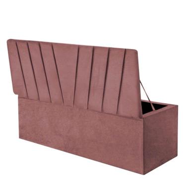 Imagem de Calçadeira Baú Recamier Estofada Cama King 190cm Bélgica Suede Rose- Mabe Magazine