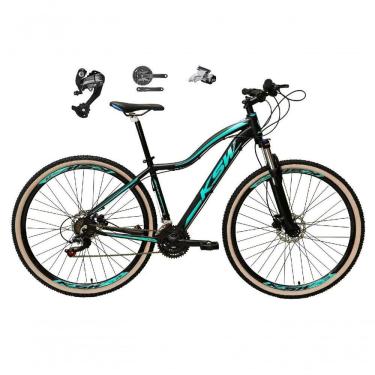 Imagem de Bicicleta Aro 29 Ksw Mwza Feminina Câmbios Shimano Altus 27v Freio Hidráulico K7 Garfo C-trava preto-Azul Tam: 15