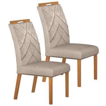Imagem de Conjunto 2 Cadeiras De Jantar Larissa Veludo Palha Pés Em Madeira Maciça Leifer Móveis