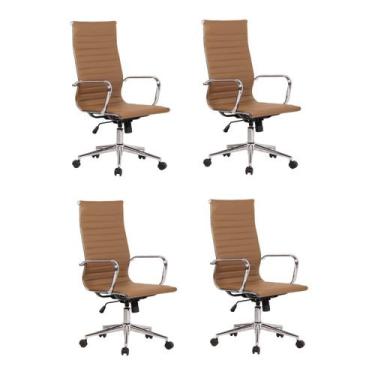 Imagem de Kit 4 Cadeiras de Escritório Presidente Esteirinha em material sintéti
