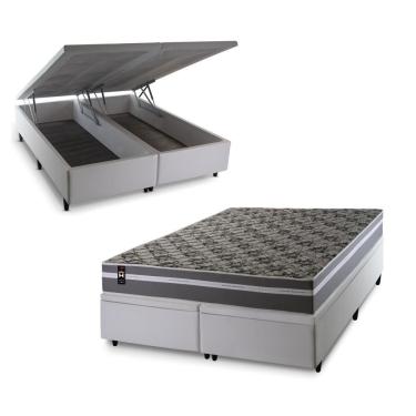 Imagem de Cama Box Baú Miami Espuma D33 193x203 Cinza King House