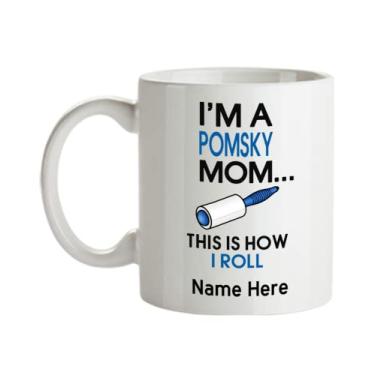 Imagem de Caneca de café Pomsky personalizada, I'm a Pomsky Mom This is how I roll, Presentes Pomsky Mom, Caneca Pomsky, Ideia de de Natal, Caneca com nome personalizado