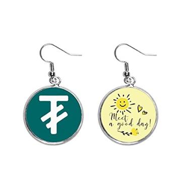 Imagem de Símbolo de moeda Mongólia Tugrik MNT Brinco de flor de sol joia fashion, Medium, Metal