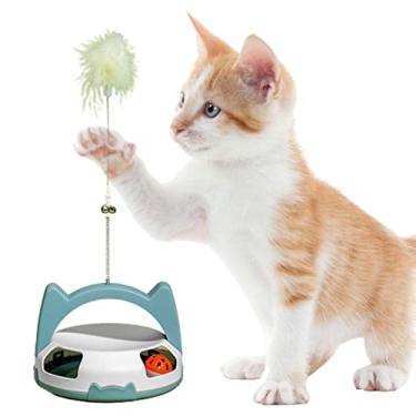 Imagem de Brinquedo interativo para gatos, Brinquedos engraçados para gatos com bola giratória, Brinquedos interativos para gatos, brinquedos para gatos com penas e sinos para Natal para Fovolat