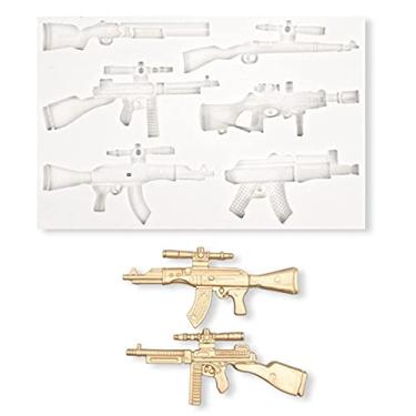 Imagem de Cestony Mini metralhadora moldes de silicone para bolo, fondant, biscoitos, sabonete, pudim de açúcar, chocolate, doces duros, sobremesa, vela, decoração