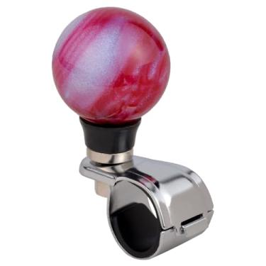 Imagem de Lunsom Girador de volante brilhante, manípulo elétrico, botão giratório de volante, bola auxiliar de giro para SUV de carro, vermelho