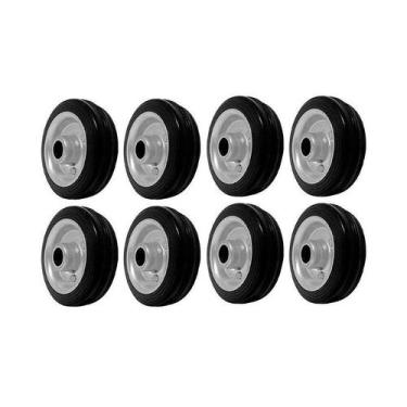 Imagem de Kit 8 un roda 312 maciça borracha 3 pol 40kg p/ rodízio - AJAX