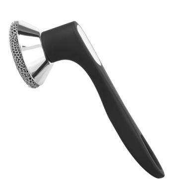 Imagem de ZLHETWT Limpador de ferro fundido, esfregão de cota de corrente, esfregão de ferro fundido com cabo de silicone longo de aço inoxidável, limpador de frigideira, escova multiuso para limpar frigideiras