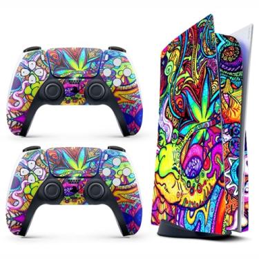 Imagem de HK Studio Hippie Art Decalque Adesivo Capa Específica para PS5 Disc Edition - Impermeável, Sem Bolhas, Incluindo 2 Capas de Controle e Capa de Console