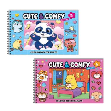 Imagem de Kit 2 Livro De Colorir Cute & Comfy 05 Azul E 06 Rosa