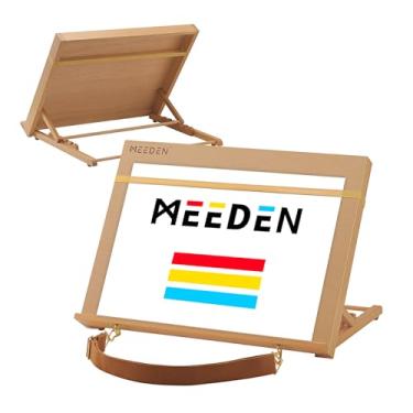 Imagem de MEEDEN Cavalete De Mesa Madeira A3 Para Pintura, Prancheta Ajustável Em 5 Posições Com Alça Ombro, Suporte Portátil Faia Adultos, Artistas E Estudantes Iniciantes