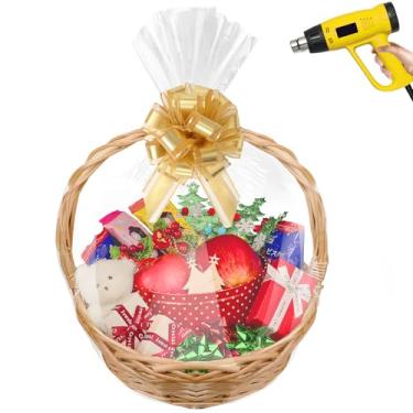 Imagem de Yeumk Sacos retráteis para cestas de presente de Natal, 30,5 x 45,7 cm, pacote com 50, sacos termorretráteis transparentes de celofane PVC para embrulho de presente, Halloween, Páscoa