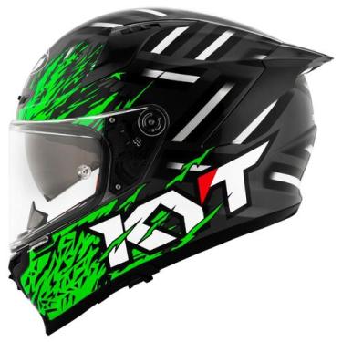Imagem de Capacete KYT Striker Flaming Verde Oculos Moto Esportivo, Verde, 62