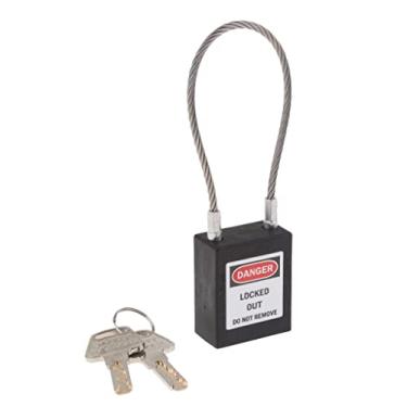 Imagem de KESOTO Cadeado de isolamento de cadeado de segurança de aço inoxidável, cadeado mestre, vermelho/amarelo/azul/verde/branco/preto/laranja, conjunto de 1, preto