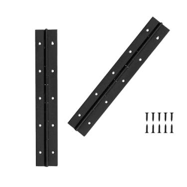 Imagem de Yeecheng 2 peças dobradiças pretas de aço inoxidável resistente de 25 cm, dobradiças contínuas de piano de largura aberta de 5 cm para ferramentas de móveis de madeira, armários de piano, inclui furos
