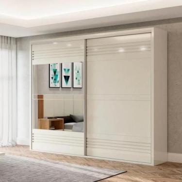 Imagem de Roupeiro MDF 2 Portas de Correr c/ Espelho Off White - Dallacosta