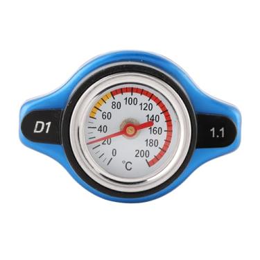 Imagem de Tampa termostática de cabeça pequena para carro, tampa termostática de liga de alumínio com medidor de temperatura da água, leitura precisa de temperatura para automóveis