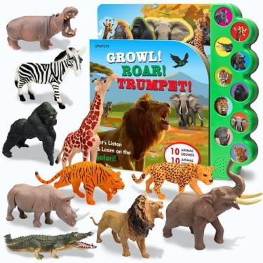 Imagem de Conjunto de brinquedos iGratens Safari Animals Figures com livro sonor