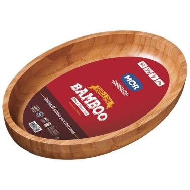 Imagem de Gamela Bandeja Oval Bamboo 33x23cm Mor Bambu Churrasco 3362, Gamela Ov