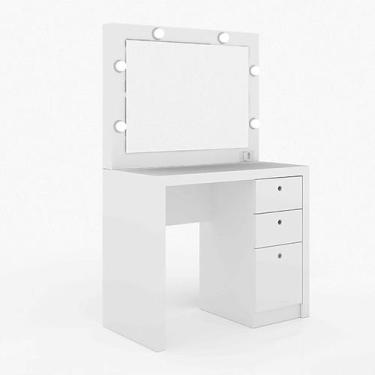 Imagem de Penteadeira Camarim Com 3 Gavetas 90x142,5x41,5 cm Branca - Tecnomobil