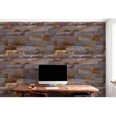 Imagem de Papel de parede retrô textura de tijolo PVC impermeável papel de parede autoadesivo para quarto, sala de estar, estudo e parede de loja, pedra colorida 44,5 * 1000 cm