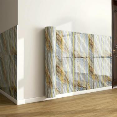 Imagem de Papel de parede de imitação de grão de madeira com textura de mármore de folha dourada autoadesivo à prova d'água e à prova de umidade para sala de estar banheiro e cozinha renovação Shuanghua 40